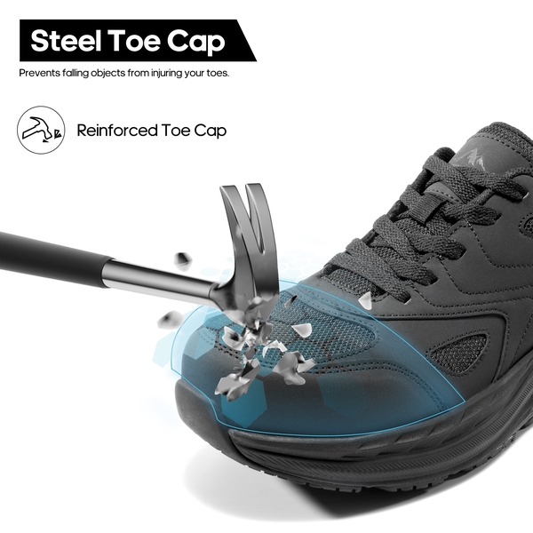 Men's Comfortable Steel Toe Work Shoes - BLACK - 3